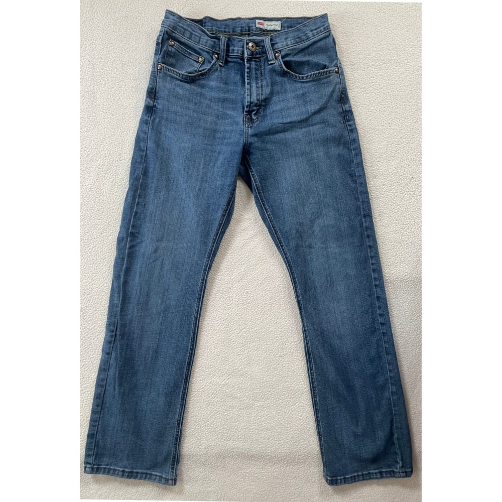Wrangler Mens 30x30 Relaxed Boot Jeans Blue Medium Wash Stretch Denim Whiskers